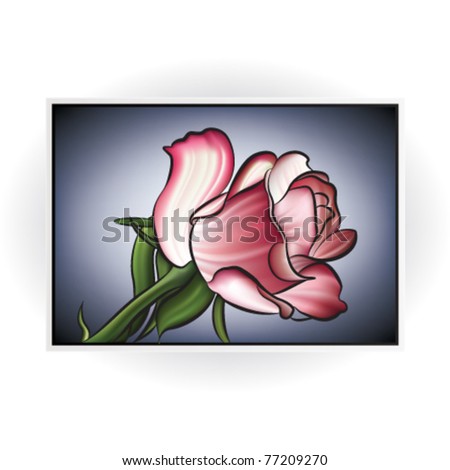 Pink Rose on the Ocean Grey Background