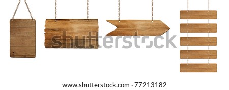 wooden board hanging on white Royalty-Free Stock Photo #77213182