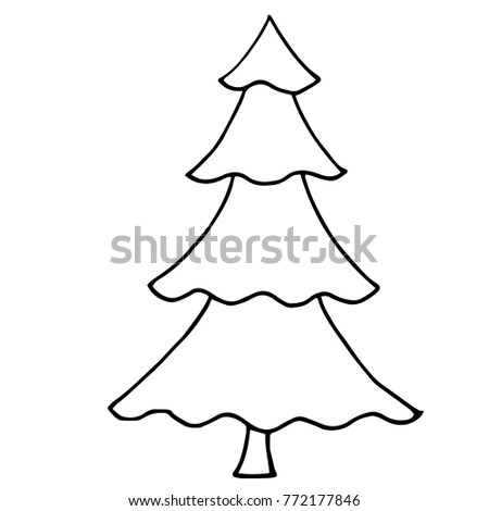 Vector illustration of christmas tree or any spruce in doodle style. It may be fir tree and pine tree. Outline and simple. Drawn by pen and then carefully digitized.