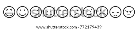 Ten smilies, set smiley emotion, by smilies, cartoon emoticons - stock vector Royalty-Free Stock Photo #772179439