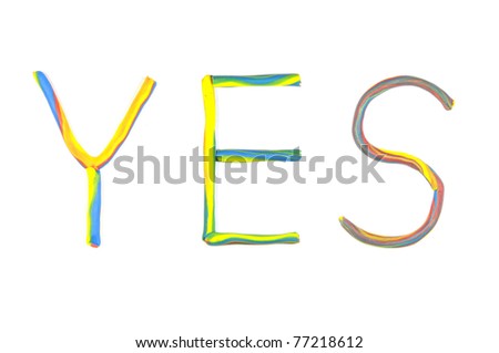 Clay letters. Words "BOY" isolated on the white background