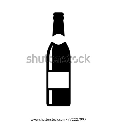Wine bottle with blank label isolated on white background