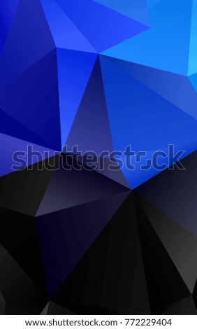 Dark BLUE vertical low poly background. Geometric illustration in Origami style with gradient.  The elegant pattern can be used as part of a brand book.