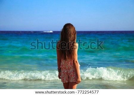 Woman girl Cyprus holiday sea