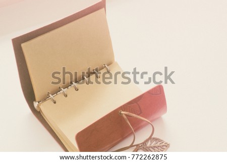 Red leather notebook. Ready for adding text or mockup.