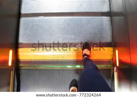 please watch your Step safety on an escalator in the station, subway, shopping mall etc. useful image~
