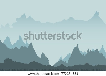 Landscape background of mountains with, forest.