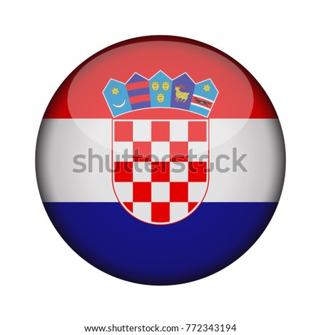 croatia Flag in glossy round button of icon. croatia emblem isolated on white background. National concept sign. Independence Day. Vector illustration.