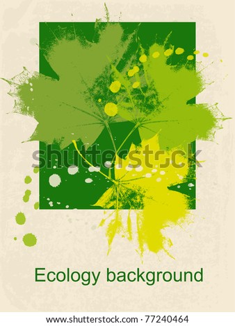 Ecology background - maple leaves on old paper