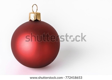 Red ornament, christmas ball isolated on white background