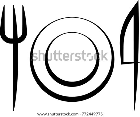 Fork Dish Knife Icon, Restaurant Menu Design Vector Art Illustration