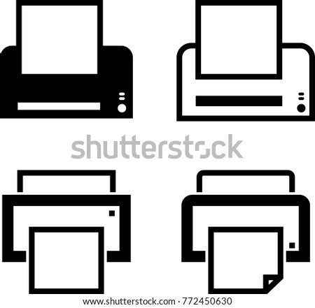 Printer Icon, Ink Jet, Laser Printer Vector Art Illustration