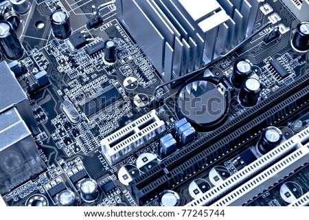 close up of computer motherboard