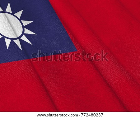 Realistic flag of Taiwan on the wavy surface of fabric