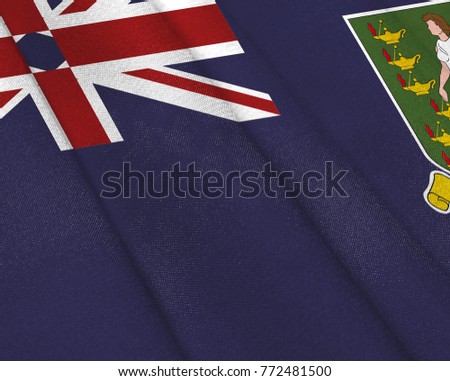 Realistic flag of British Virgin Islands on the wavy surface of fabric