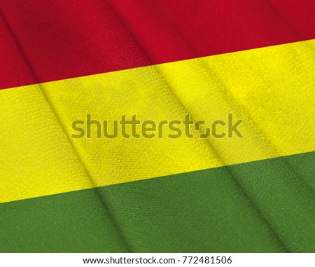Realistic flag of Bolivia on the wavy surface of fabric