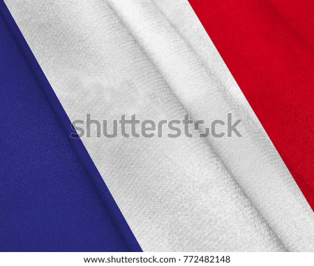 Realistic flag of France on the wavy surface of fabric
