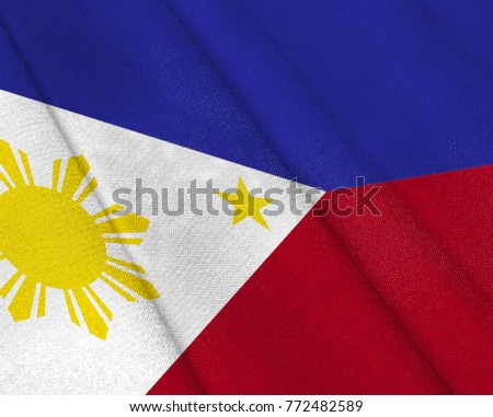 Realistic flag of Philippines on the wavy surface of fabric