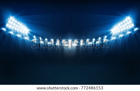 Bright stadium arena lights vector design. Vector illumination Royalty-Free Stock Photo #772486153
