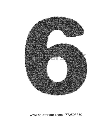 Number 6 sign design template element. Vector. Black icon from many ovelapping circles with random opacity on white background. Noisy. Isolated.