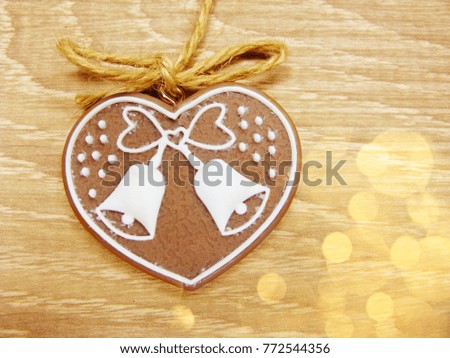 christmas cookies and gingerbread traditional food on wooden board 