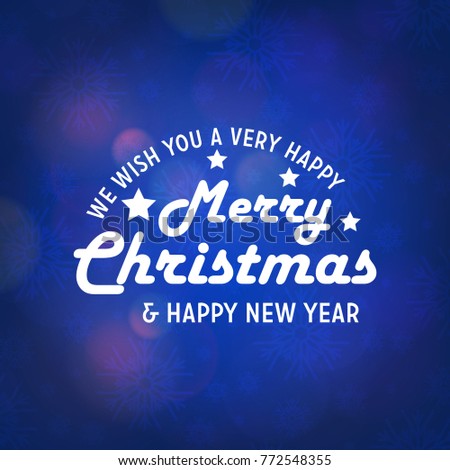 Christmas and new year typography with blue christmas background