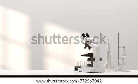 laboratory development research Clean modern white laboratory Horizontal template for a poster laboratory equipment without people Royalty-Free Stock Photo #772567042