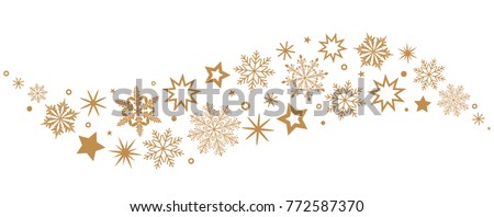 A gray whirlwind of golden snowflakes and stars. New Year's element. flat vector illustration isolated on white background