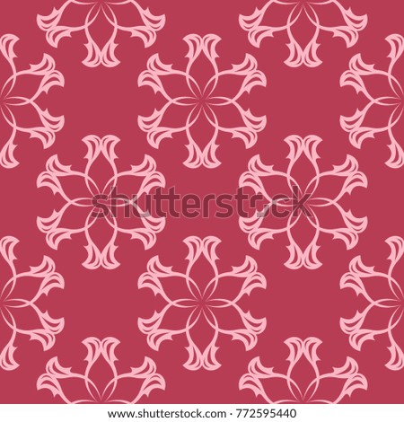 Floral design on red background. Seamless pattern for textile and wallpapers