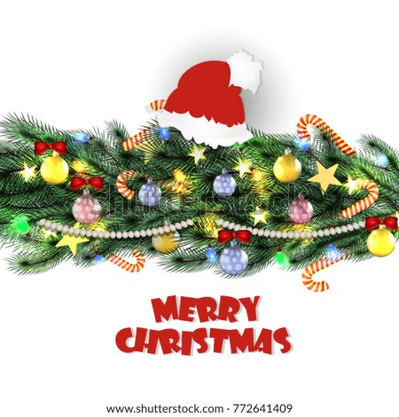 Christmas background with decorations. Congratulations on Christmas. Vector