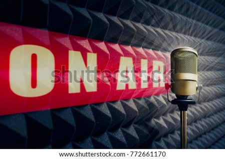 design element: professional microphone on air Royalty-Free Stock Photo #772661170
