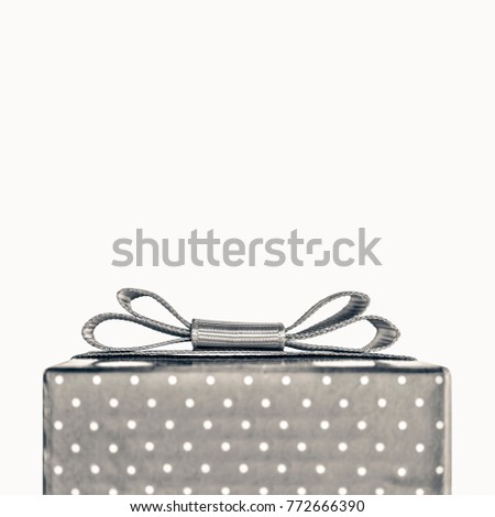 Gift box with a pink bow. Object isolated on white background. Conception: Congratulation, gift. Christmas, Valentine's Day, Happy Birthday