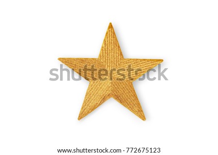 Golden Christmas star, Christmas ornament  isolated on white background