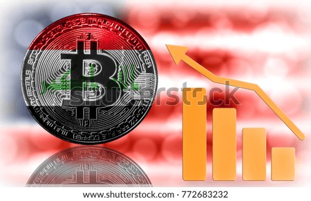 the Iraq flag of is shown on bitcoin.