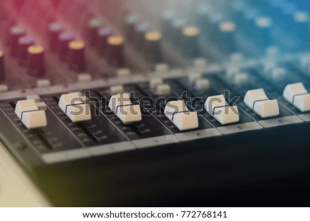 buttons equipment for sound mixer control,selective focus