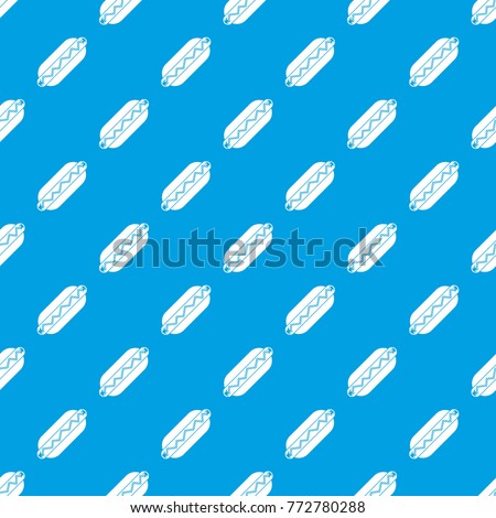 Bun and sausage pattern repeat seamless in blue color for any design. Vector geometric illustration