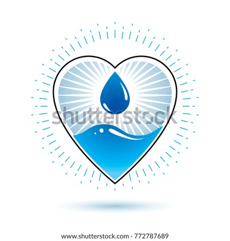 Pure water vector abstract symbol for use in mineral water advertising. Environment protection concept.