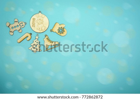 Christmas decoration on turquoise background