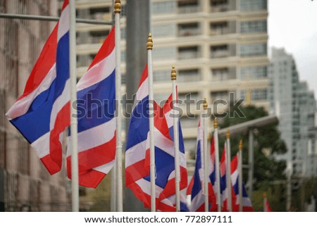 many Thailand flag at Bangkok,Thailand