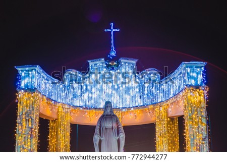 illuminated church in the Christmas