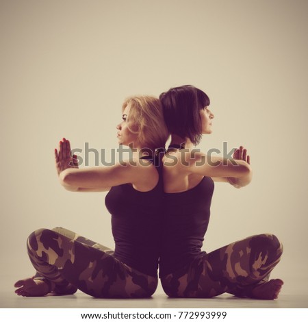 Couple yoga pose