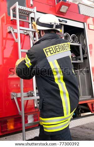 Picture from a young and successful firefighter at work