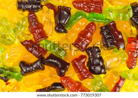 background of fruity gummy candy  christmas symbols
