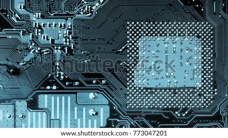 Blue circuit board background of computer motherboard, Circuit board background.