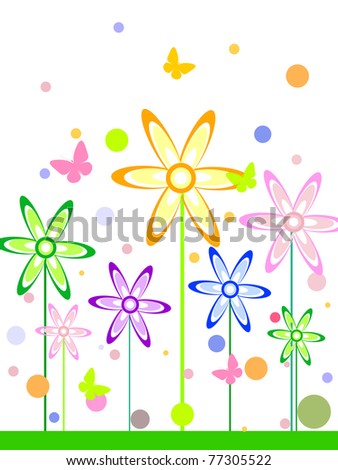 abstract funny flowers - vector