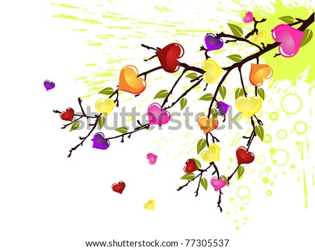 colorful heart branch - vector