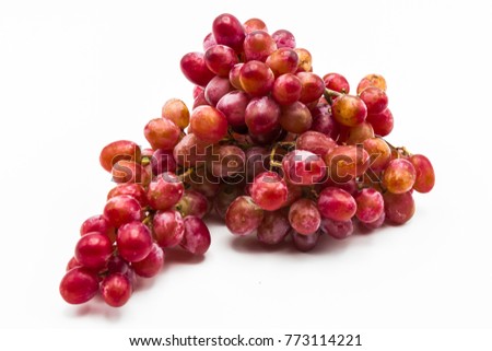 Bunch of grapes without seeds on white background.