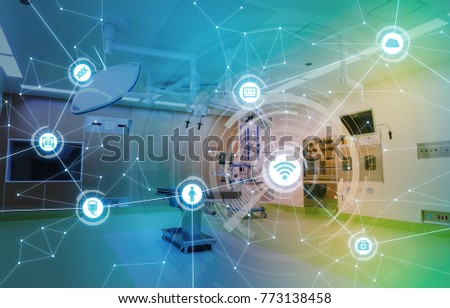 Medical technology and communication network concept. 