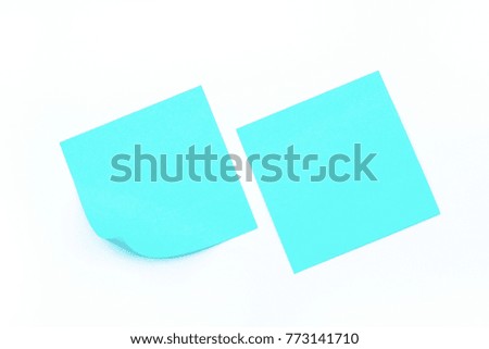 blue sticky note isolate on white background