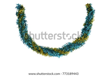 Christmas pink tinsel isolated on white background. This has clipping path.                          